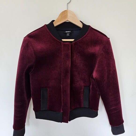 DKNYC Jackets & Blazers - DKNY Burgundy Velvet Bomber Jacket is size XS US